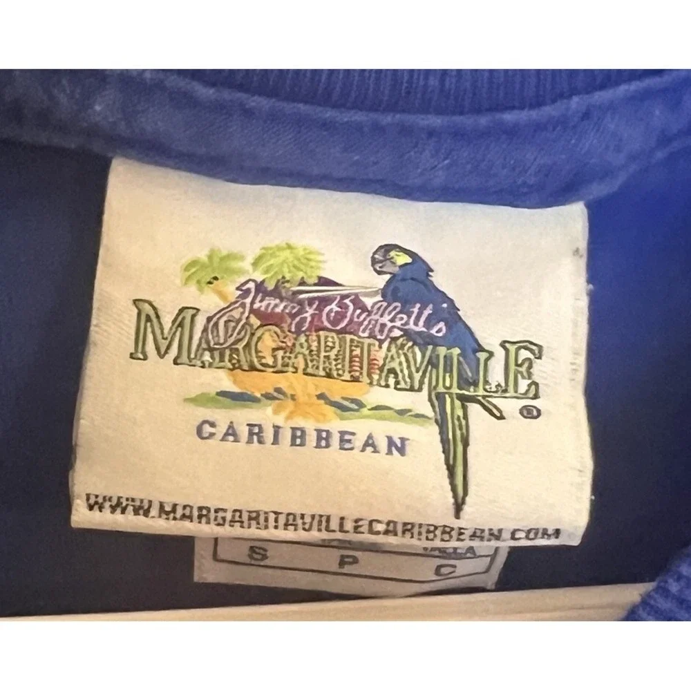 Margaritaville Cayman Islands Flip Flop Captain Jimmy Buffet Small Blue T-Shirt‎